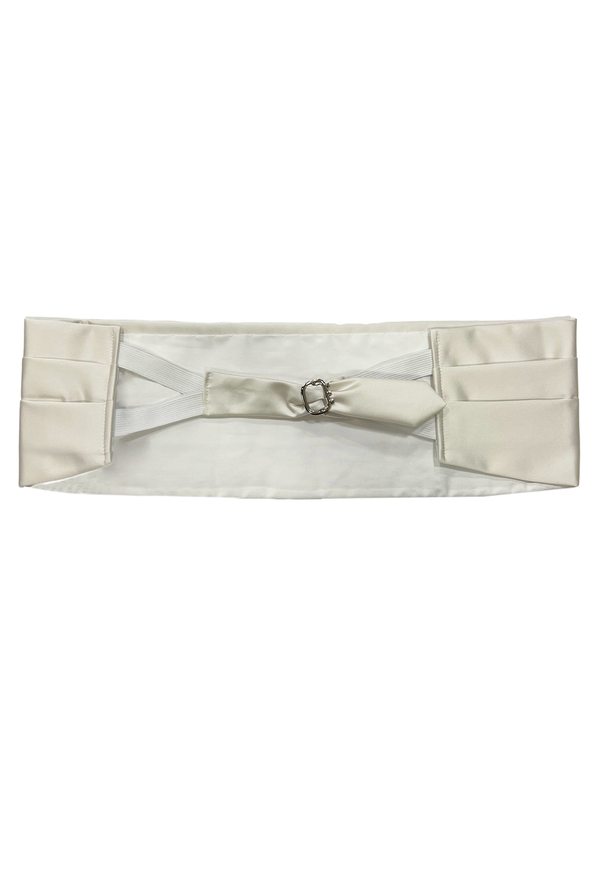 Fascia smoking in raso bianca tinta unita chiusura gancio regolabile larghezza 14 cm