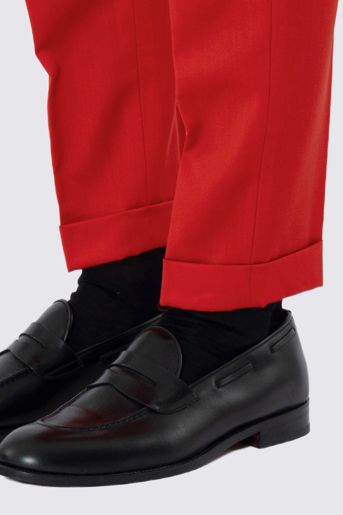 Pantalone uomo rosso fresco lana super 130's Bristol Tessuti Napoli tasca americauna pinces e risvolto di 4cm