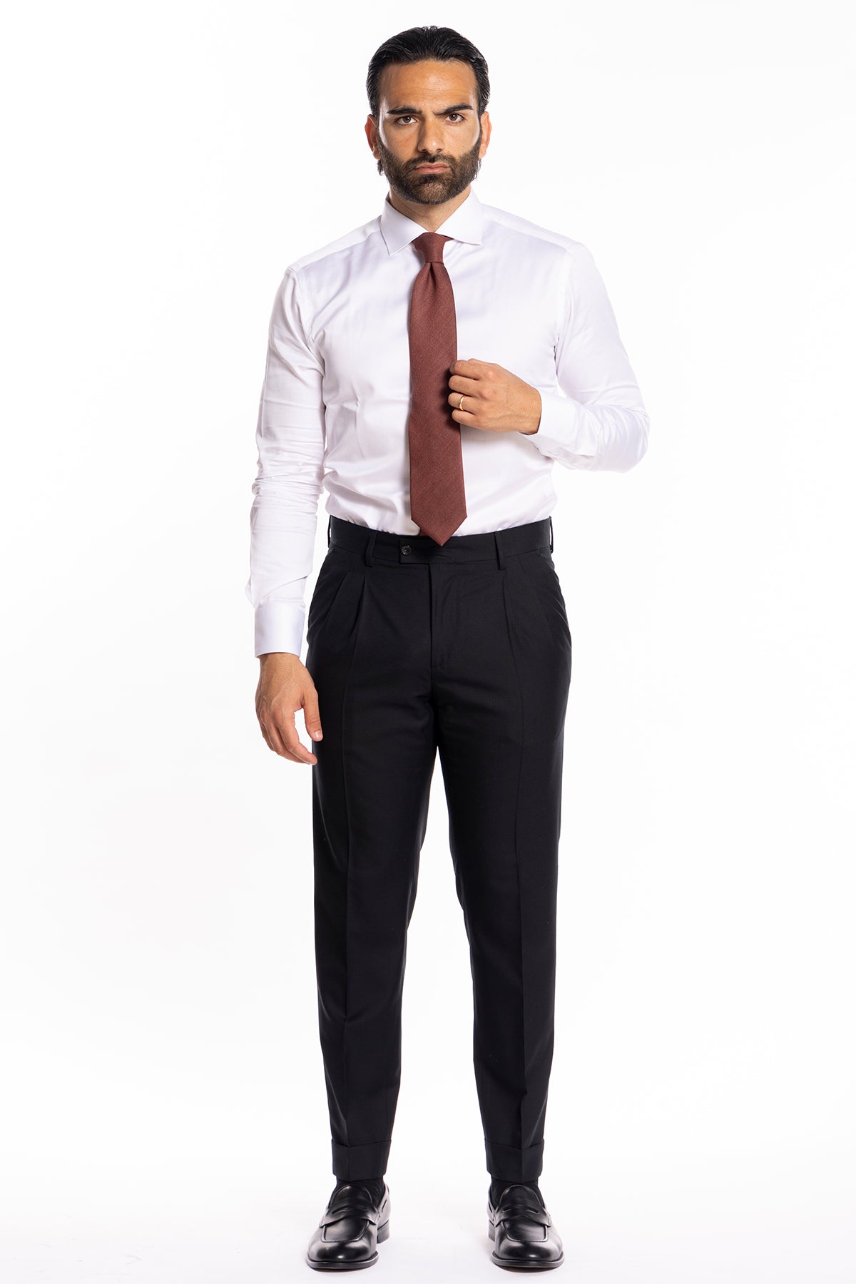 Abito uomo monopetto nera fresco lana super 140's Holland & Sherry Rever a lancia