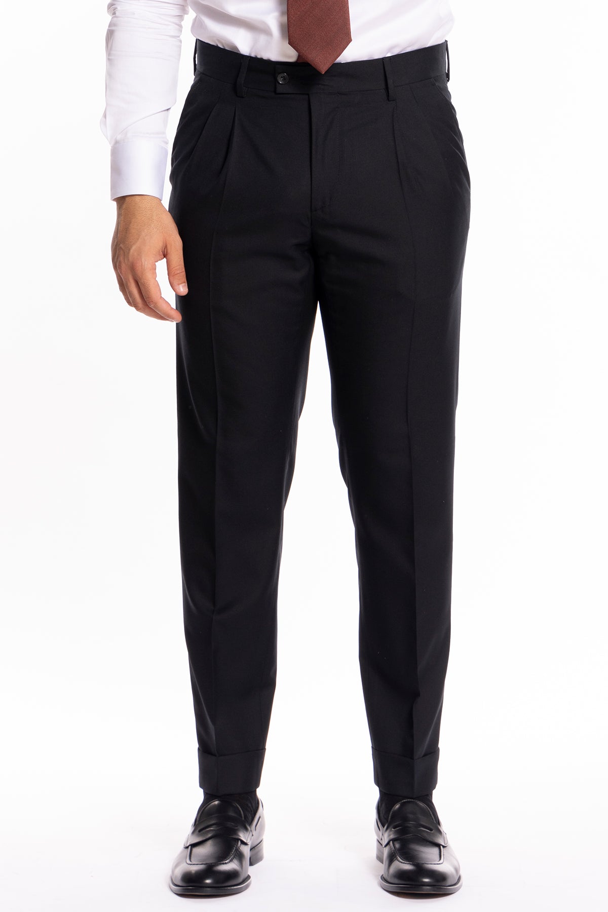 Abito uomo monopetto nera fresco lana super 140's Holland & Sherry Rever a lancia