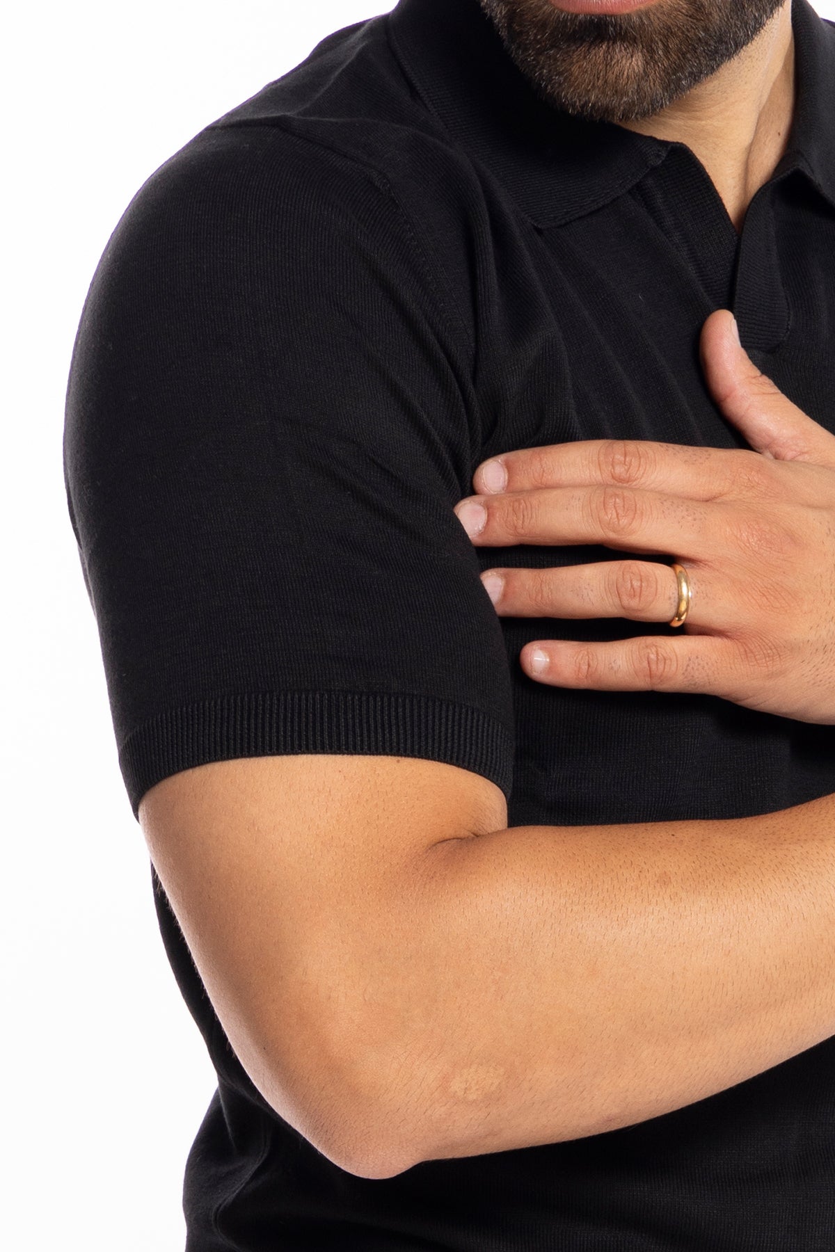 Polo da uomo mezze maniche nera tinta unita 100% cotone di filo tinta unita finezza 14<br />
-