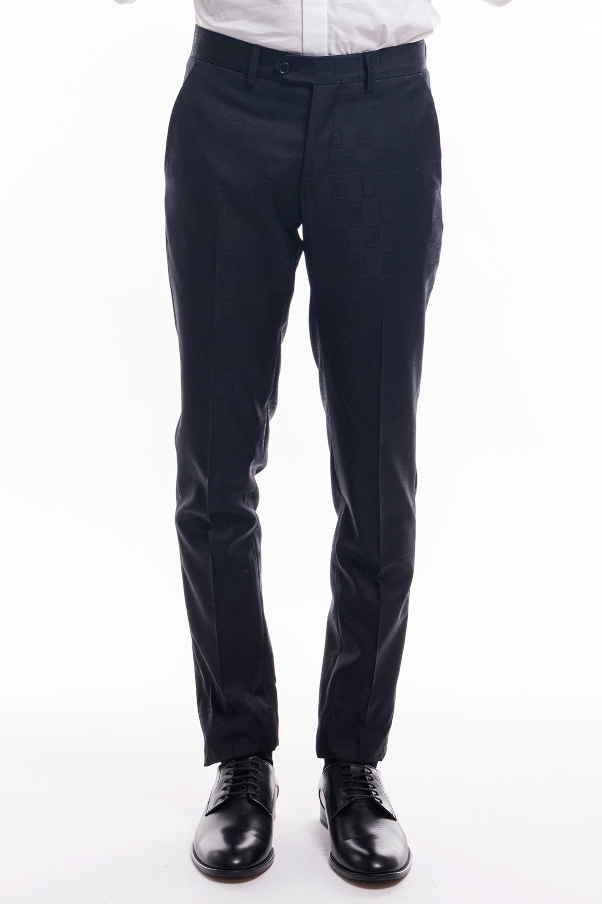 Pantalone uomo nero fantasia tasca america in fresco lana super 130's Vitale Barberis Canonico