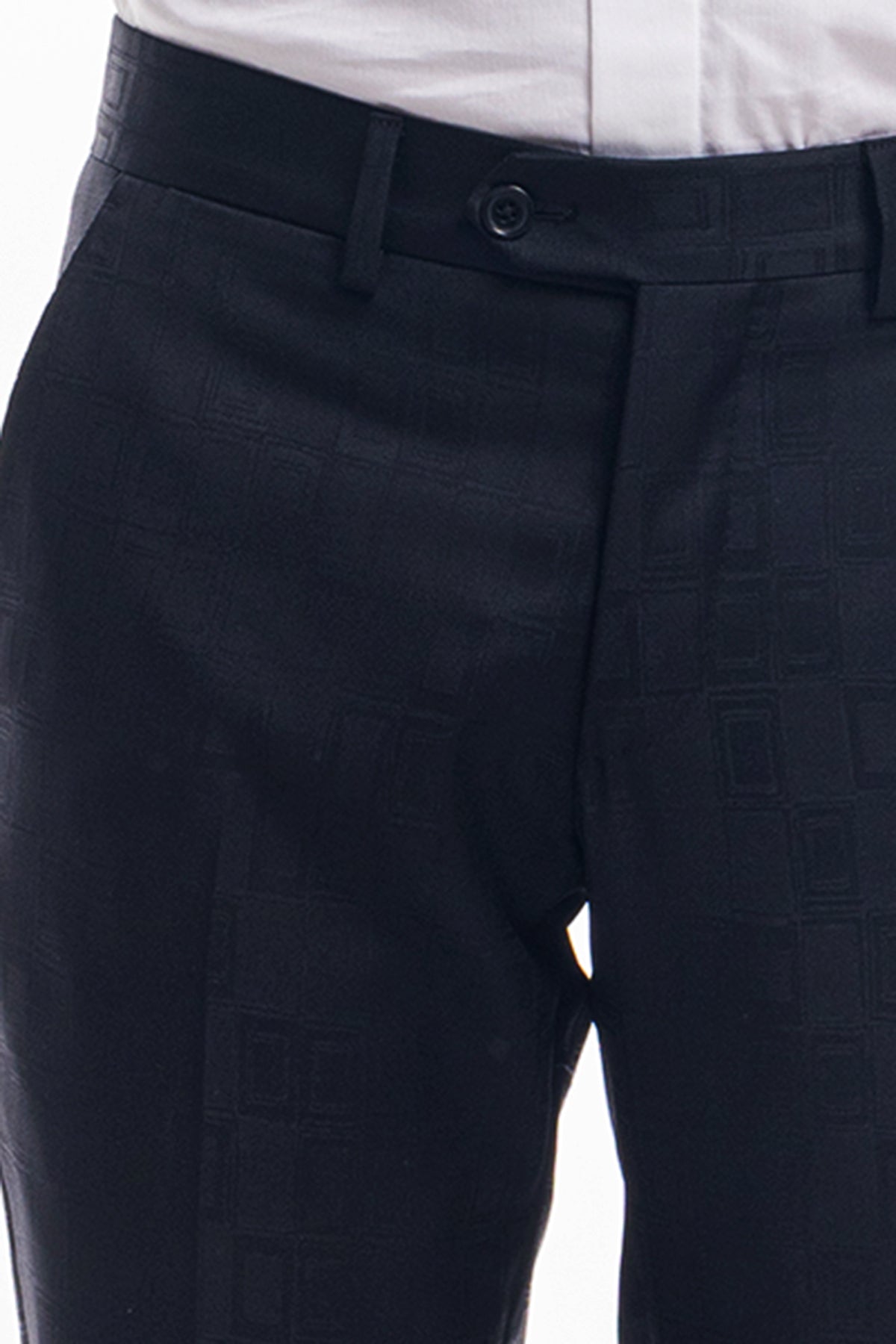 Pantalone uomo nero fantasia tasca america in fresco lana super 130's Vitale Barberis Canonico