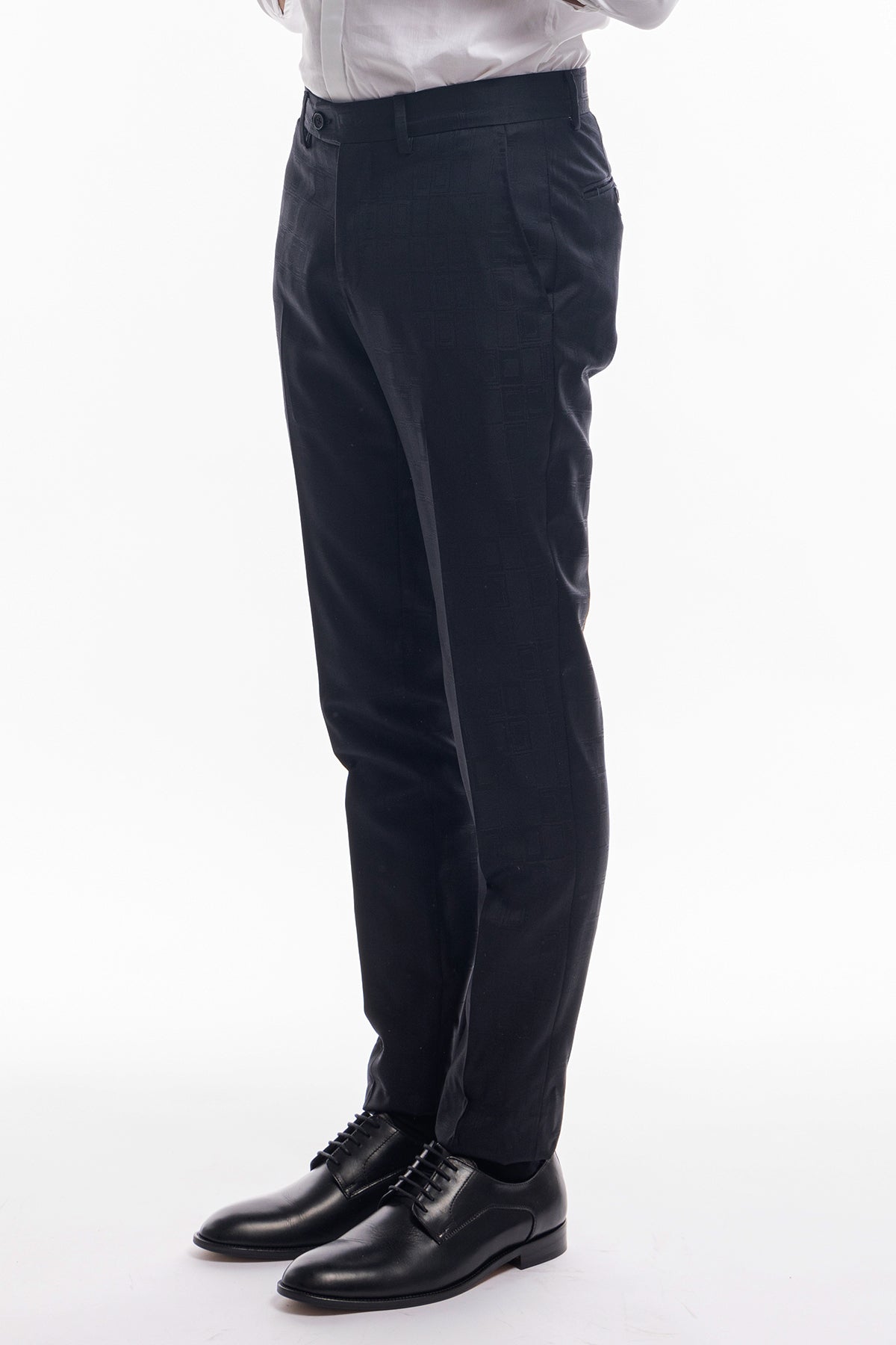 Pantalone uomo nero fantasia tasca america in fresco lana super 130's Vitale Barberis Canonico