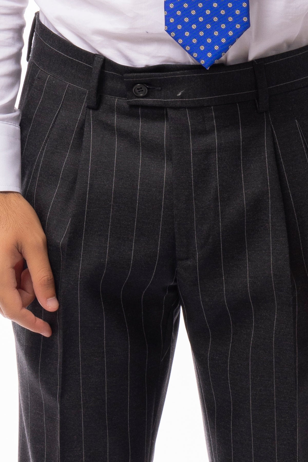 Abito uomo Doppiopetto Grigia gessata bianca in lana Flanella al 100% Vitale Barberis Canonico slim fit rever largo sartoriale