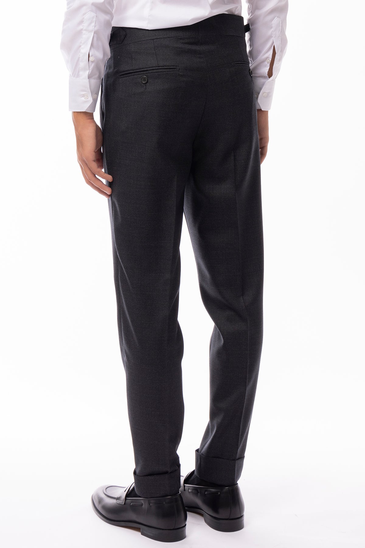 Abito uomo Doppiopetto Grigio scuro in lana Flanella Vitale Barberis Canonico slim fit rever largo sartoriale