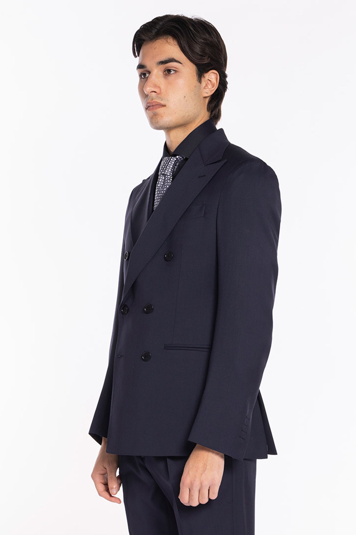 Abito doppiopetto blu notte fresco lana super 130's Vitale Barberis Canonico Rever largo
