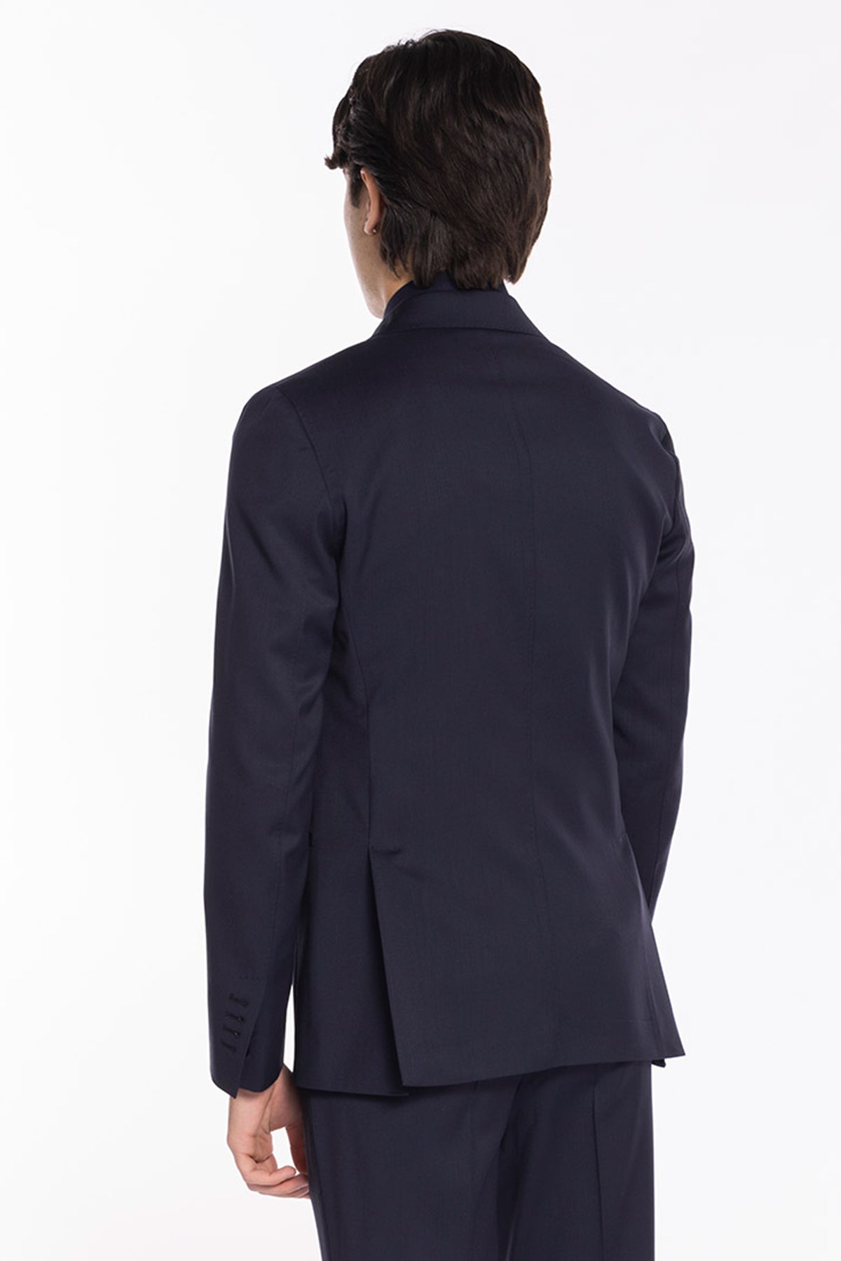 Giacca uomo doppiopetto blu notte fresco lana super 130's Vitale Barberis Canonico Rever largo
