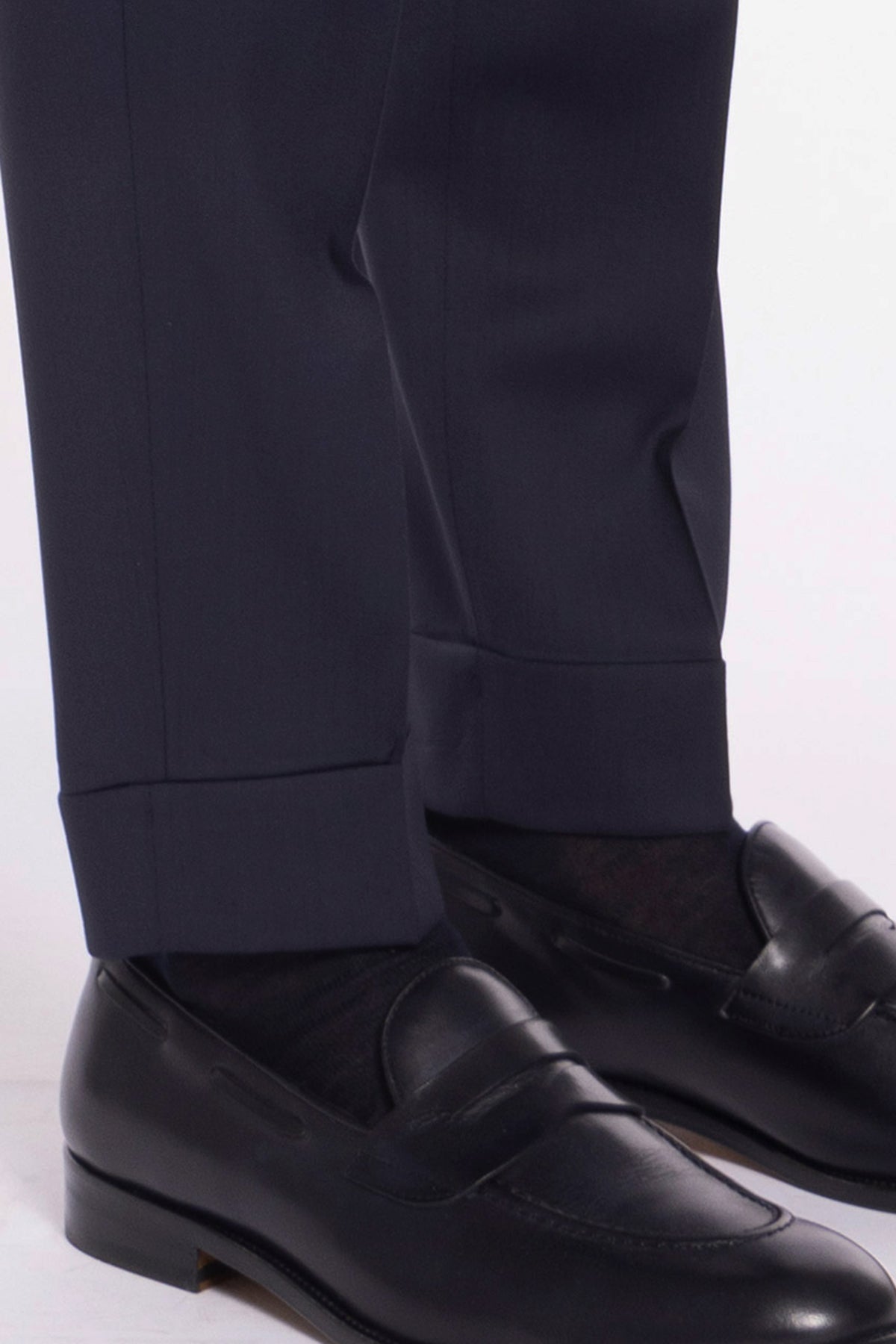Pantalone uomo navy blu vita alta doppia pinces in fresco lana super 130's Vitale Barberis Canonico