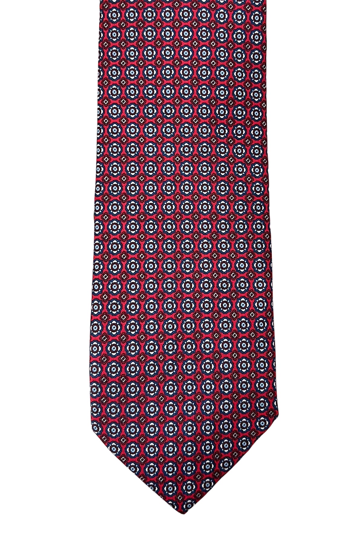 Cravatta uomo rossa fantasia in seta 100% larghezza 8 cm da cerimonia elegante