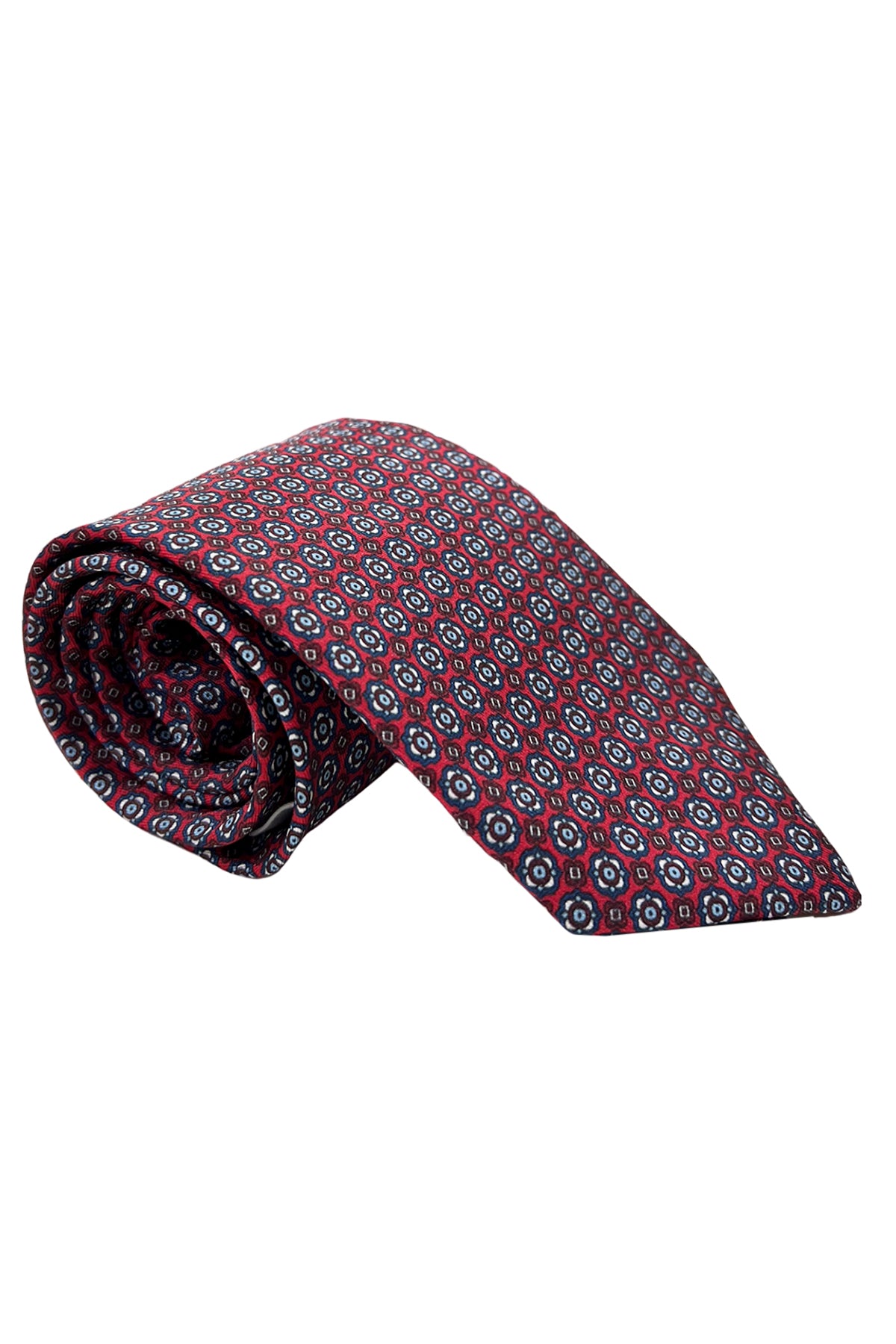 Cravatta uomo rossa fantasia in seta 100% larghezza 8 cm da cerimonia elegante