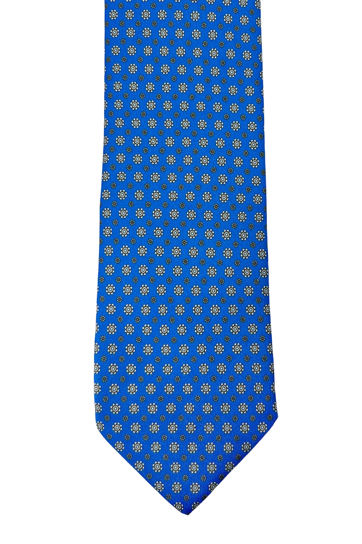 Cravatta uomo bluette fantasia fiori in seta 100% larghezza 8 cm da cerimonia elegante
