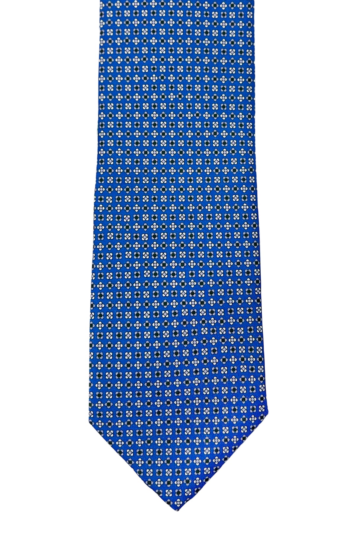 Cravatta uomo bluette fantasia fiori piccoli in seta 100% larghezza 8 cm da cerimonia elegante