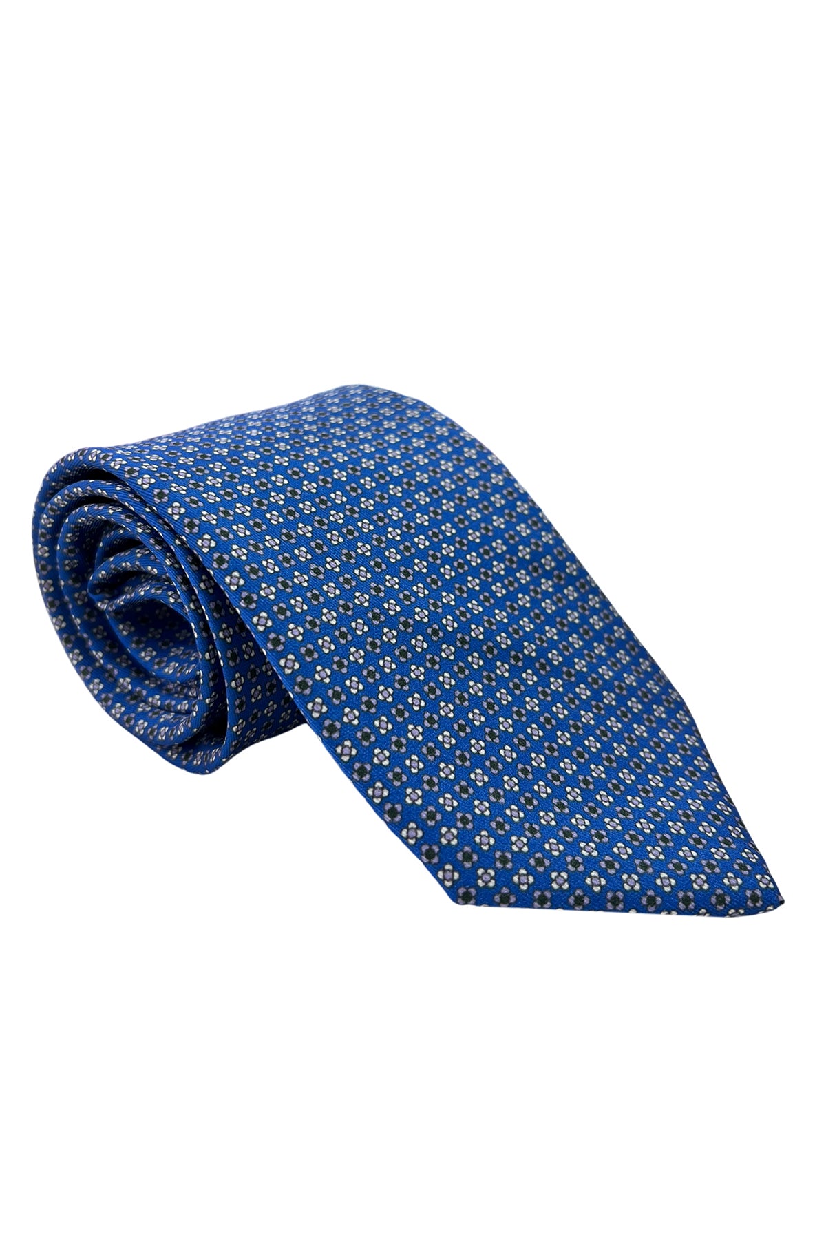 Cravatta uomo bluette fantasia fiori piccoli in seta 100% larghezza 8 cm da cerimonia elegante