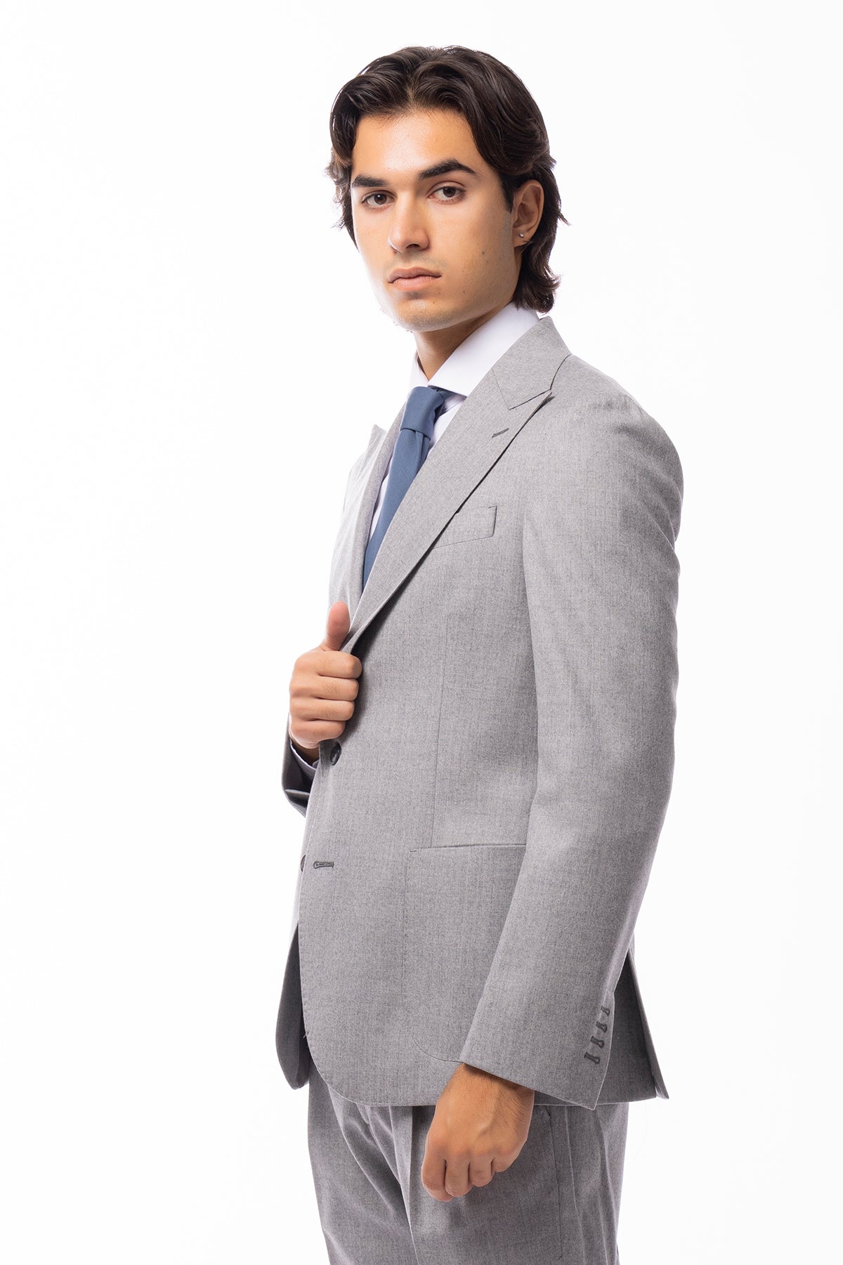 Giacca uomo monopetto grigio chiaro in lana 100% vitale barberis canonico slim fit rever largo