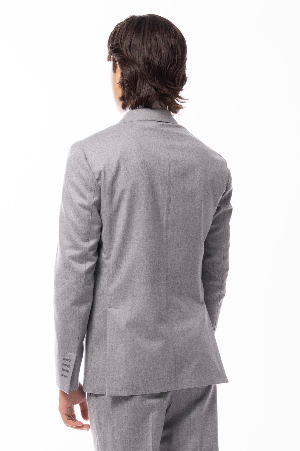 Giacca uomo monopetto grigio chiaro in lana 100% vitale barberis canonico slim fit rever largo