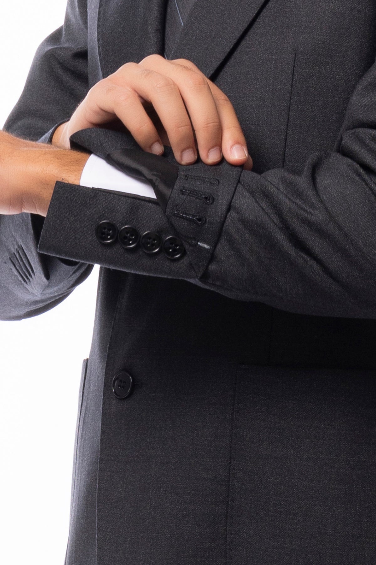 Giacca uomo Monopetto Grigio scuro in lana Flanella Vitale Barberis Canonico slim fit rever largo sartoriale