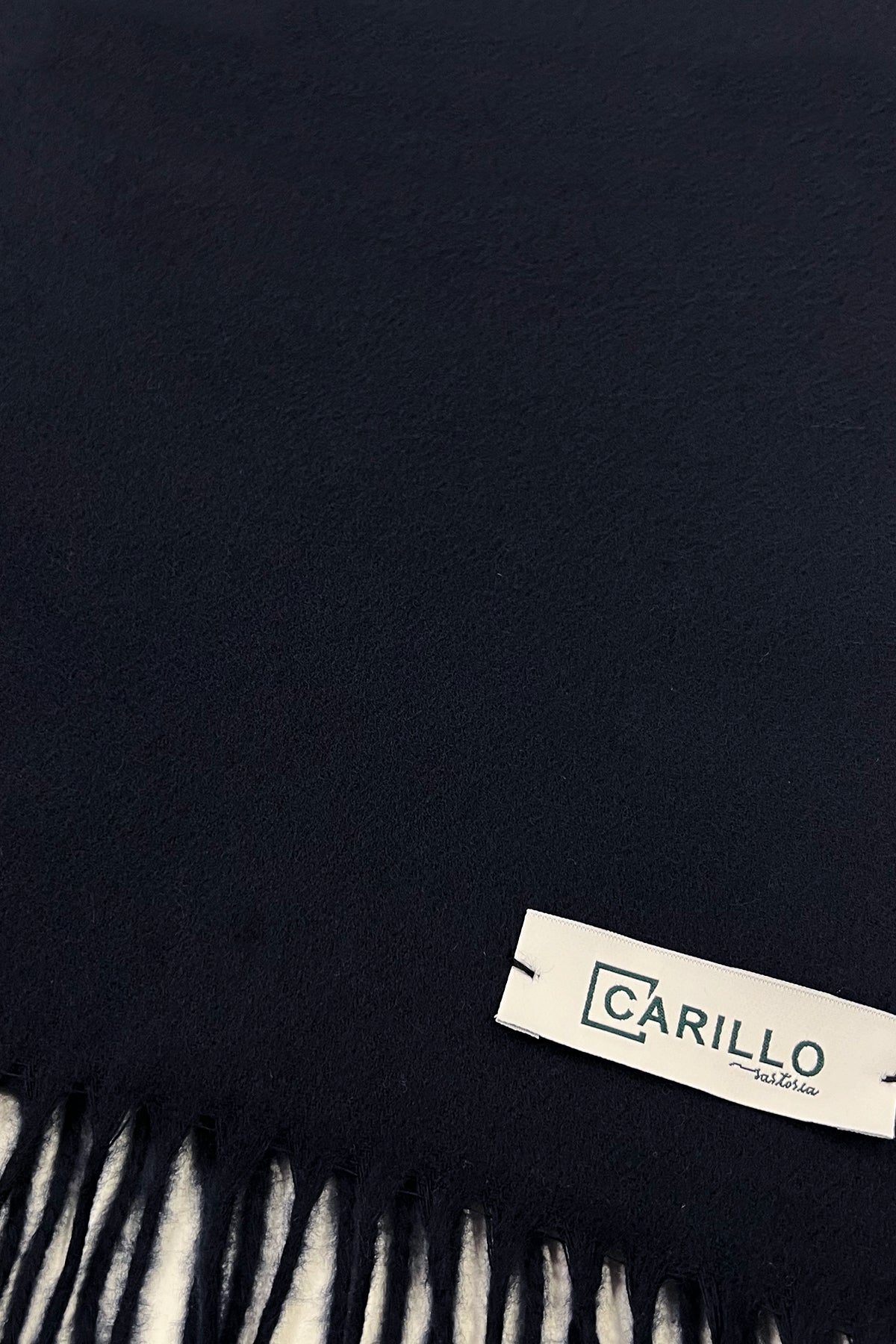 Sciarpa uomo blu invernale effetto lana cashmere con frange