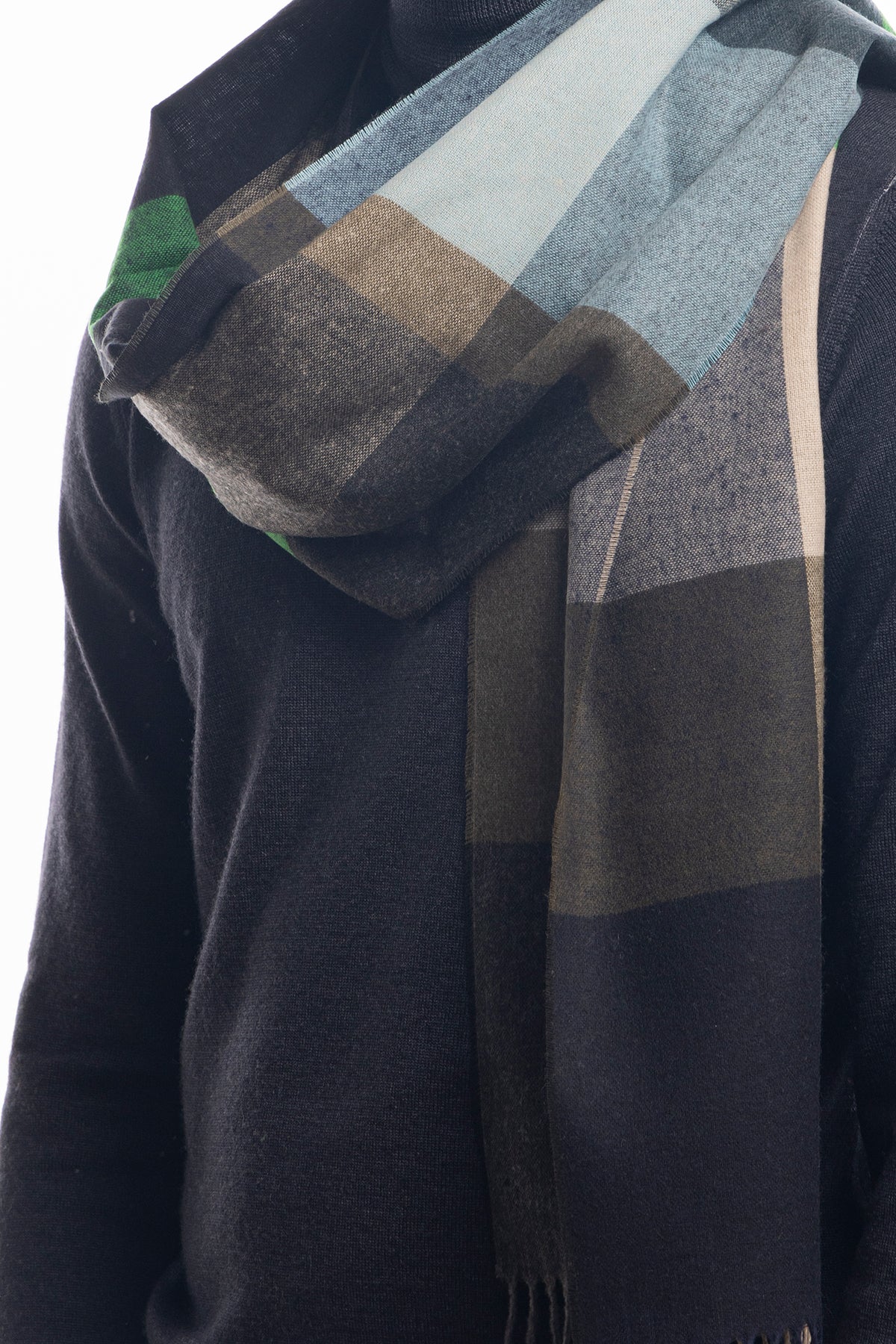 Sciarpa uomo invernale effetto lana cashmere fantasia quadri multicolor