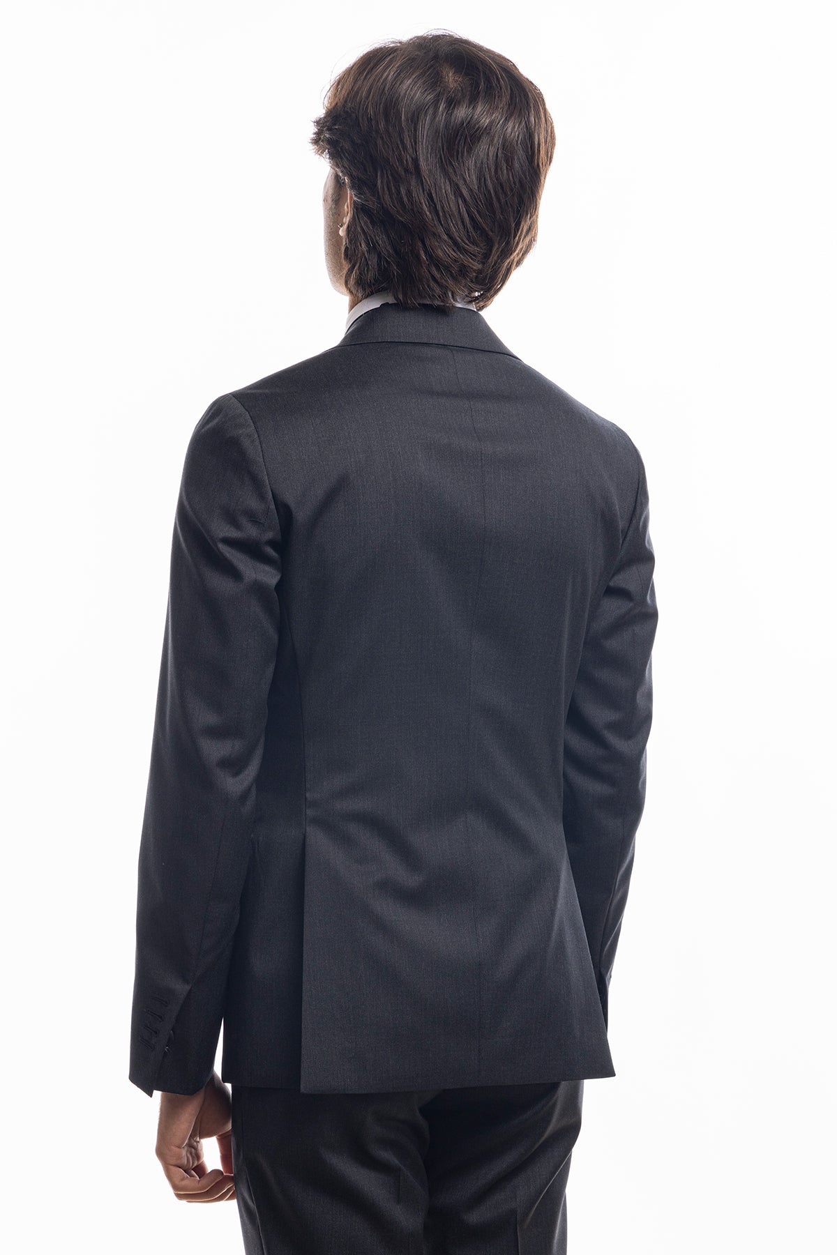 Giacca smoking monopetto grigia da uomo in fresco lana super 130's Vitale Barberis Canonico con rever a Lancia largo in raso