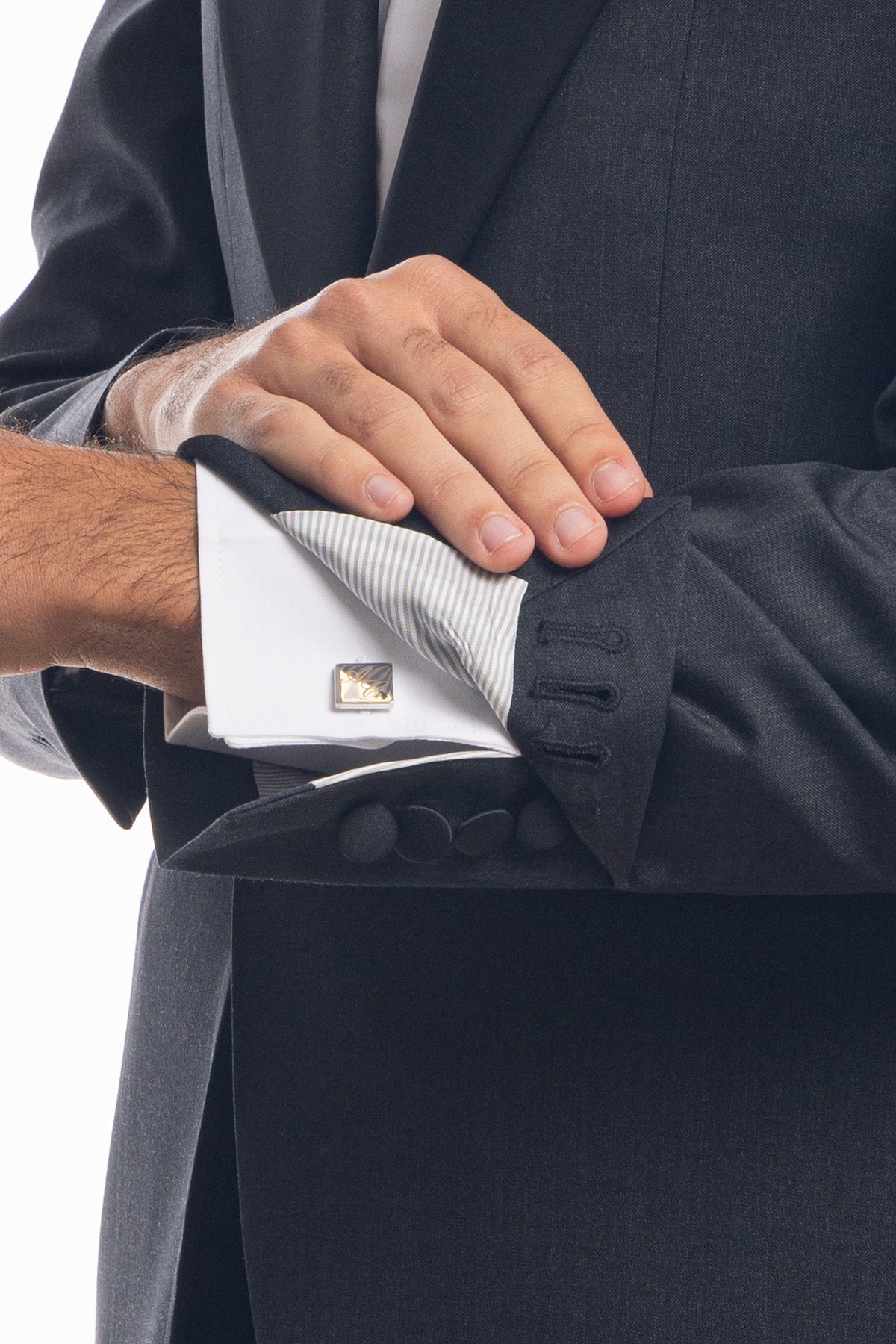 Abito smoking monopetto grigia da uomo in fresco lana super 130's Vitale Barberis Canonico con rever a Lancia largo in raso