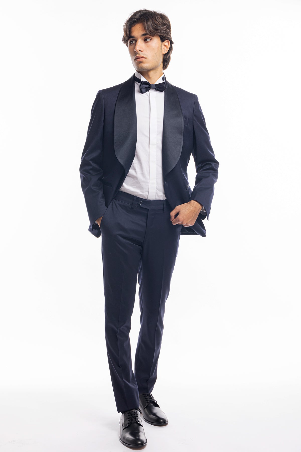 Pantalone uomo blu scuro tasca america in fresco lana super 130's Vitale Barberis Canonico