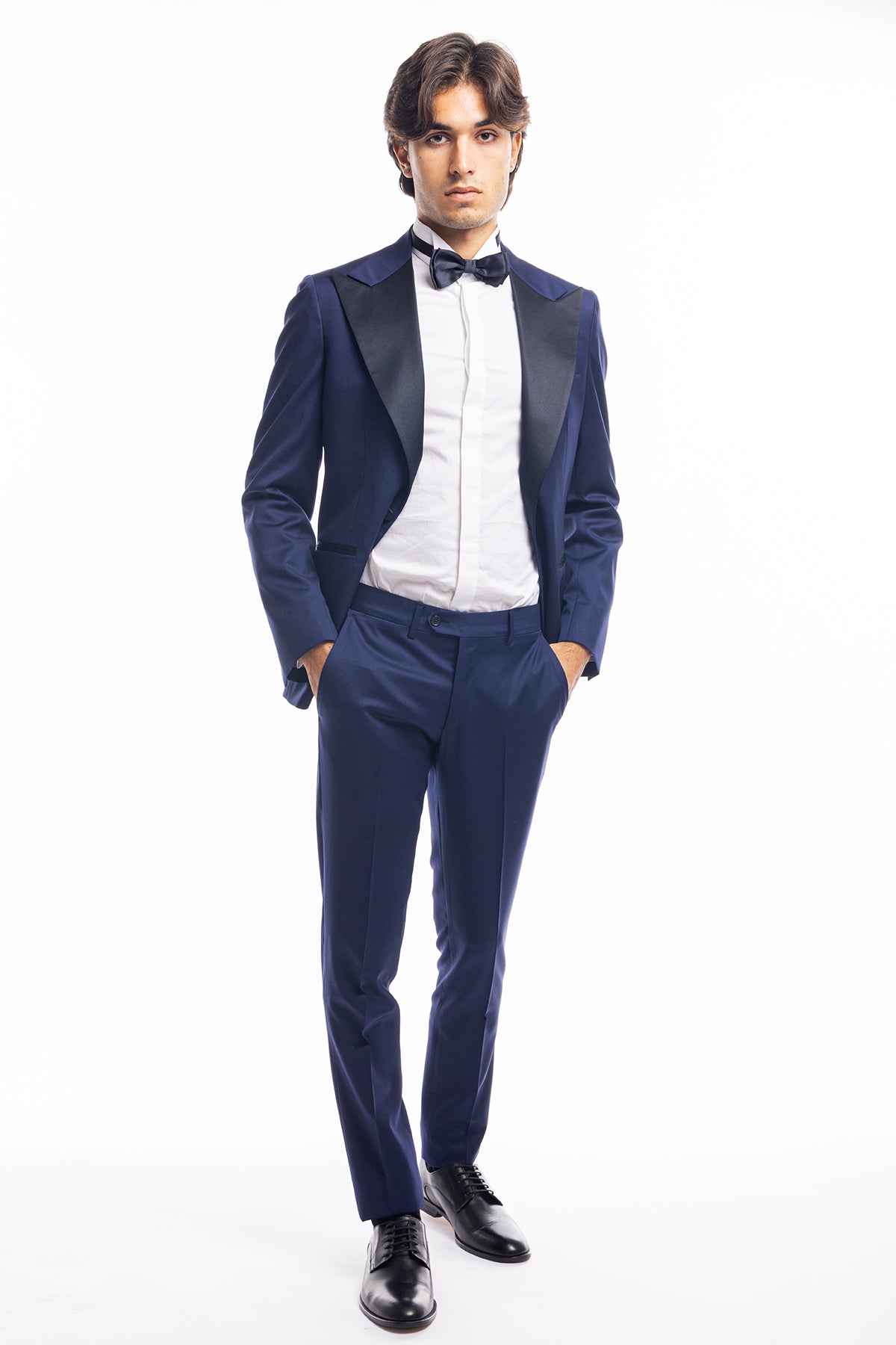 Pantalone uomo royal blu tasca america in fresco lana super 130's Vitale Barberis Canonico