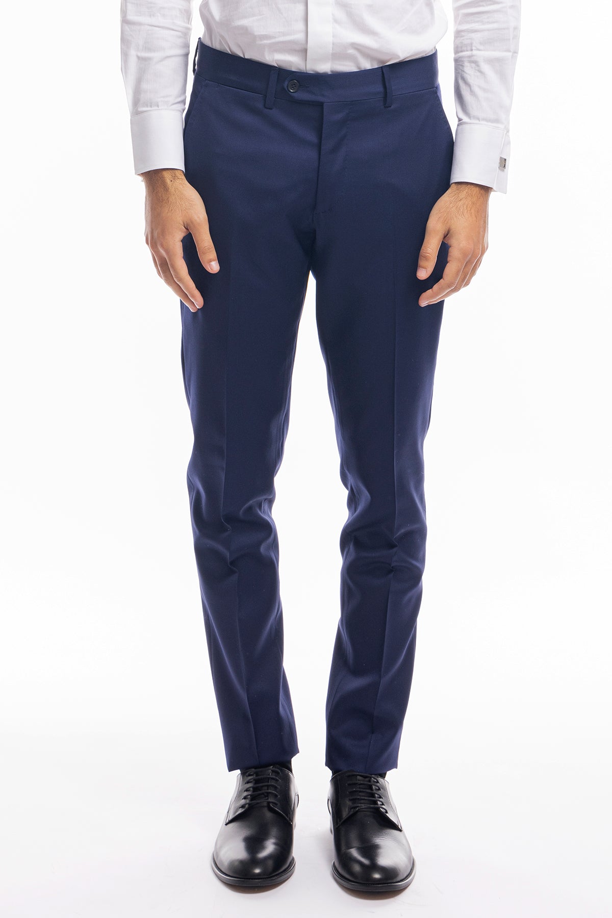 Pantalone uomo royal blu tasca america in fresco lana super 130's Vitale Barberis Canonico