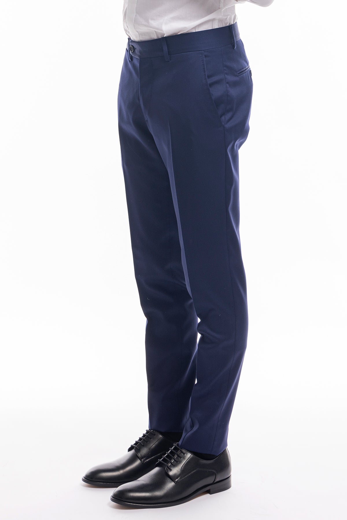 Pantalone uomo royal blu tasca america in fresco lana super 130's Vitale Barberis Canonico