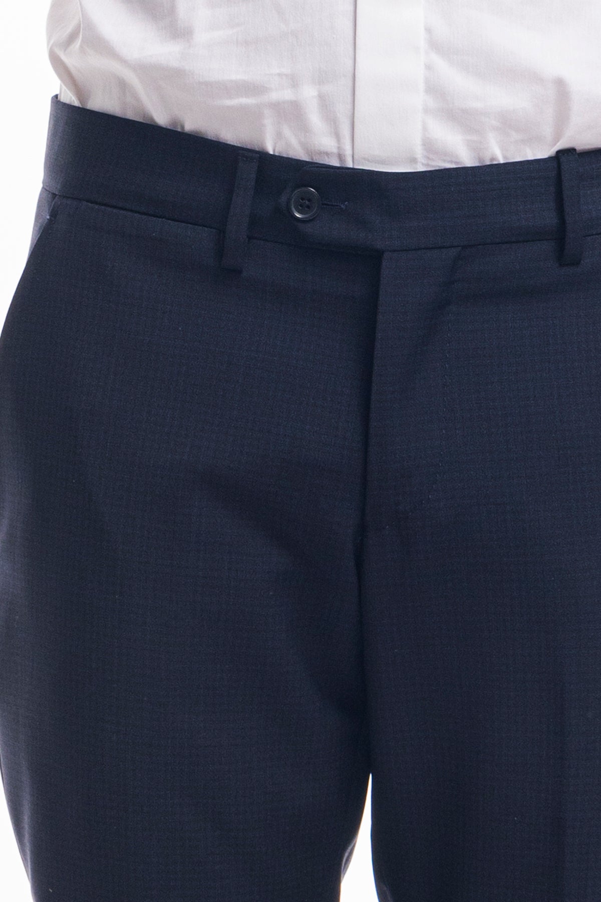 Pantalone uomo blu fantasia tasca america in fresco lana super 130's Vitale Barberis Canonico