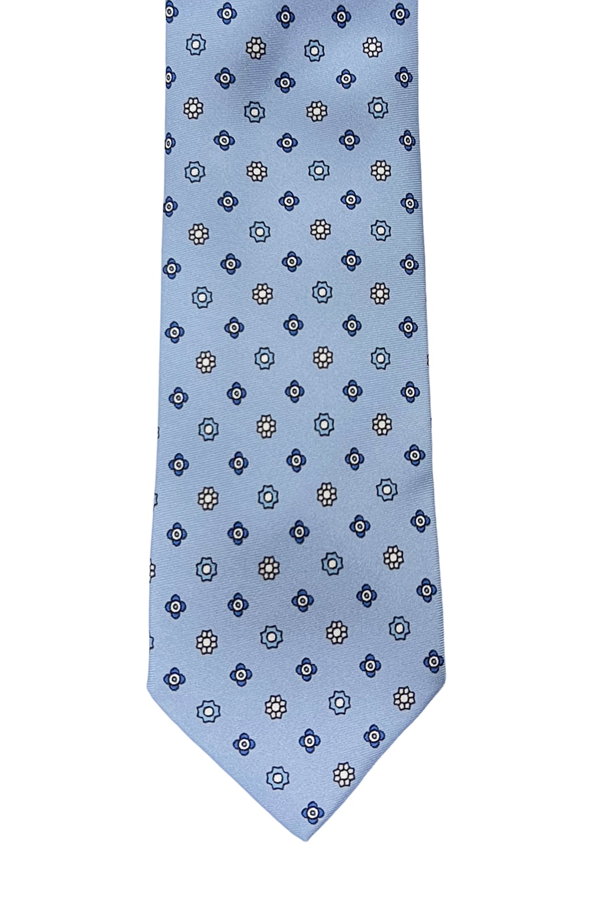 Cravatta uomo Celeste 9cm fantasia fiori multcolor in pura seta cucita a mano