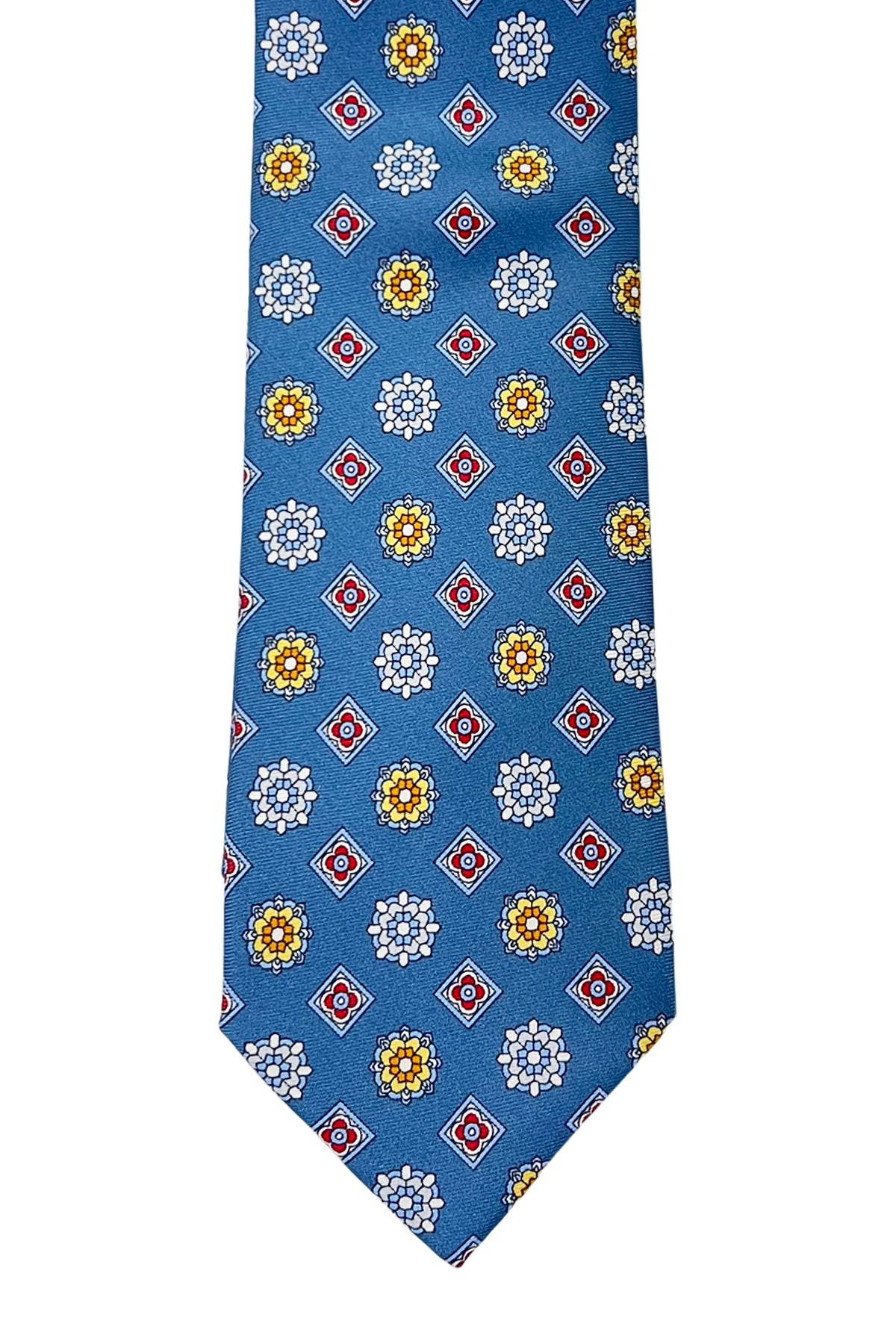 Cravatta uomo avion 9cm fantasia fiori multcolor in pura seta cucita a mano