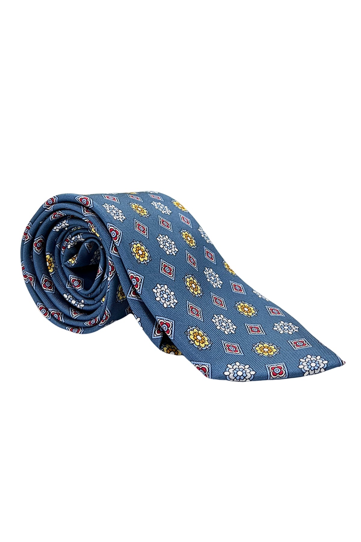 Cravatta uomo avion 9cm fantasia fiori multcolor in pura seta cucita a mano