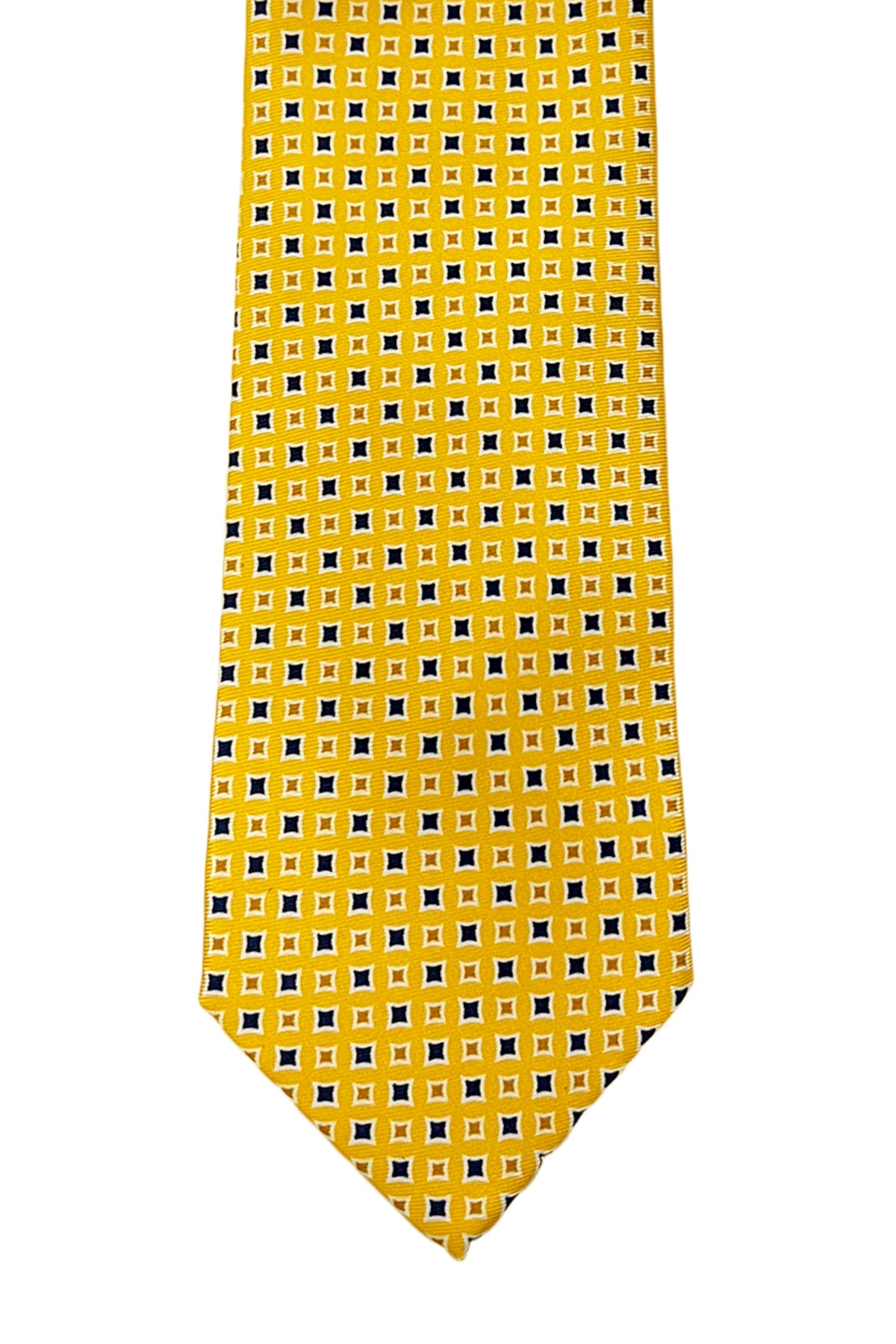 Cravatta uomo gialla 9cm fantasia Stella multcolor in pura seta cucita a mano