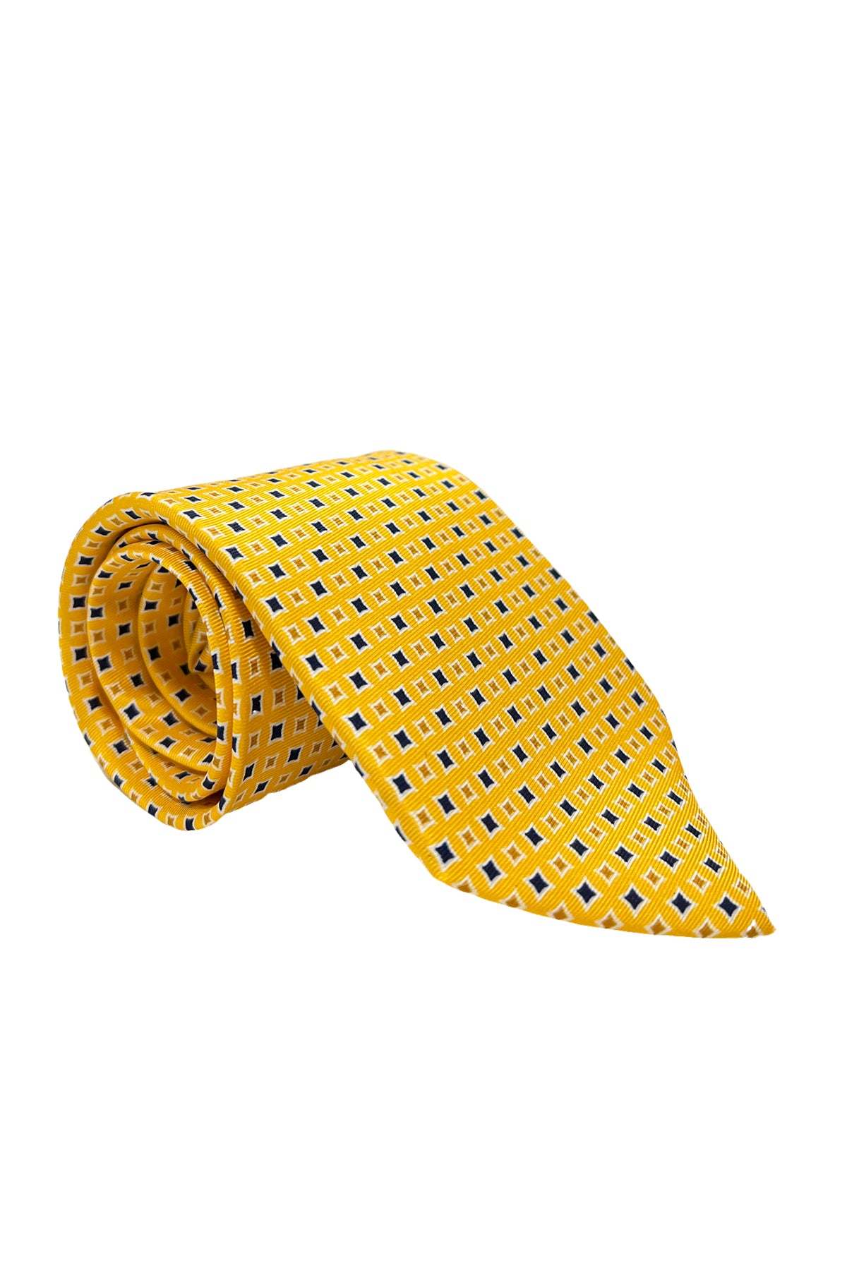 Cravatta uomo gialla 9cm fantasia Stella multcolor in pura seta cucita a mano