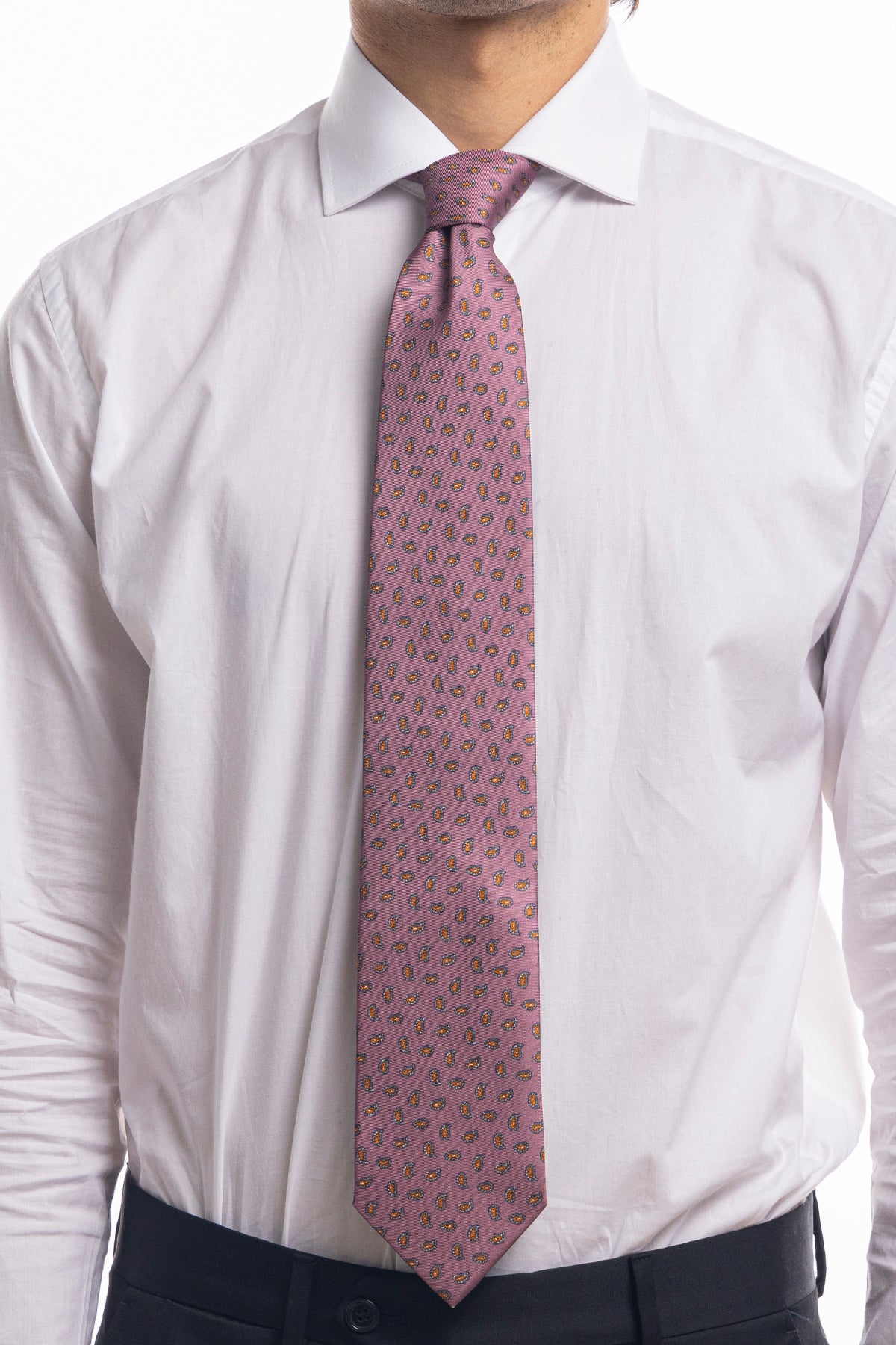 Cravatta uomo rosa Antico 9cm fantasia etro multcolor in pura seta cucita a mano