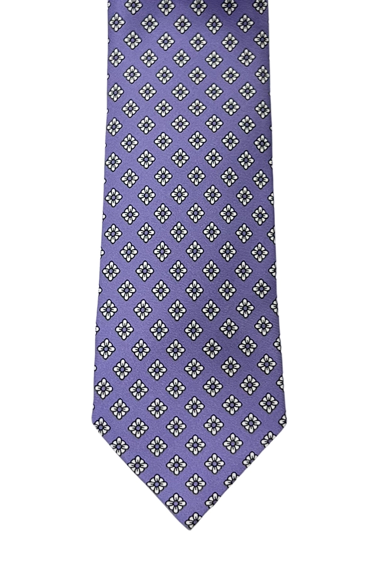 Cravatta uomo lilla 9cm fantasia fiori multcolor in pura seta cucita a mano