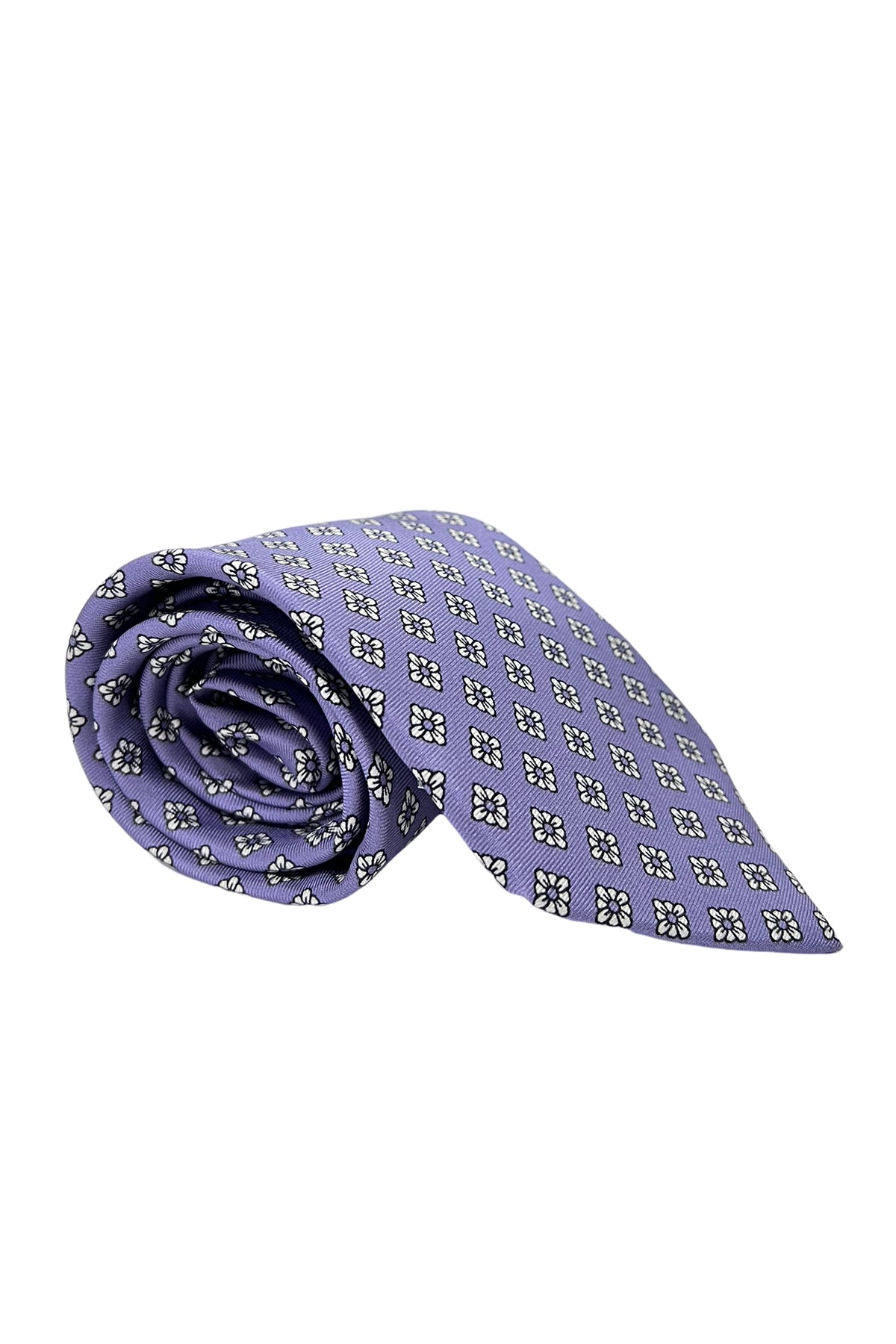 Cravatta uomo lilla 9cm fantasia fiori multcolor in pura seta cucita a mano