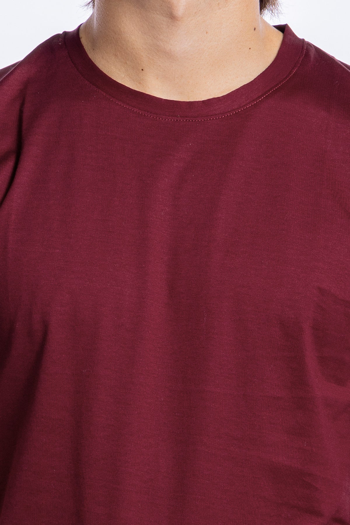 T-shirt da uomo filo di scozia bordeaux 100% cotone slim fit tinta unita Made In Italy