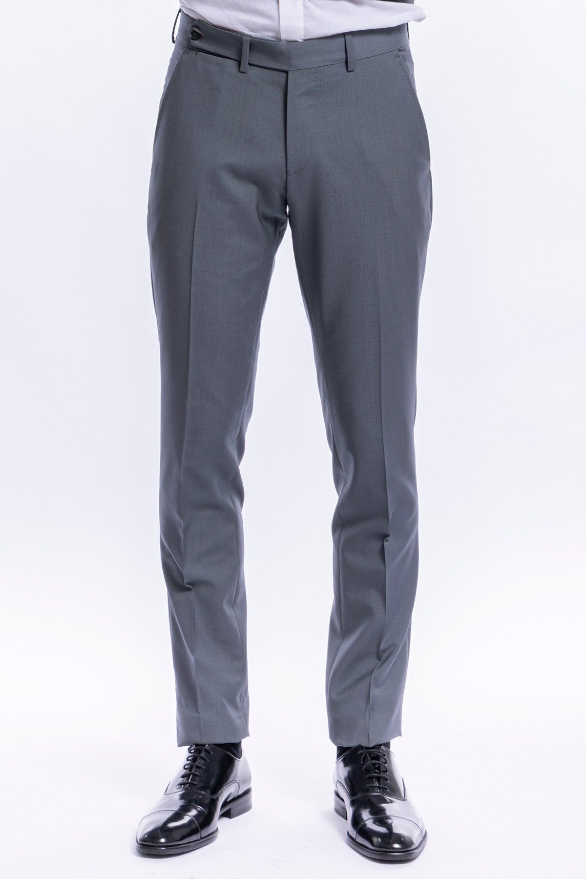 Abito smoking Doppiopetto grigio chiaro da uomo in fresco lana super 130's Vitale Barberis Canonico con rever a scialle largo in raso nero
