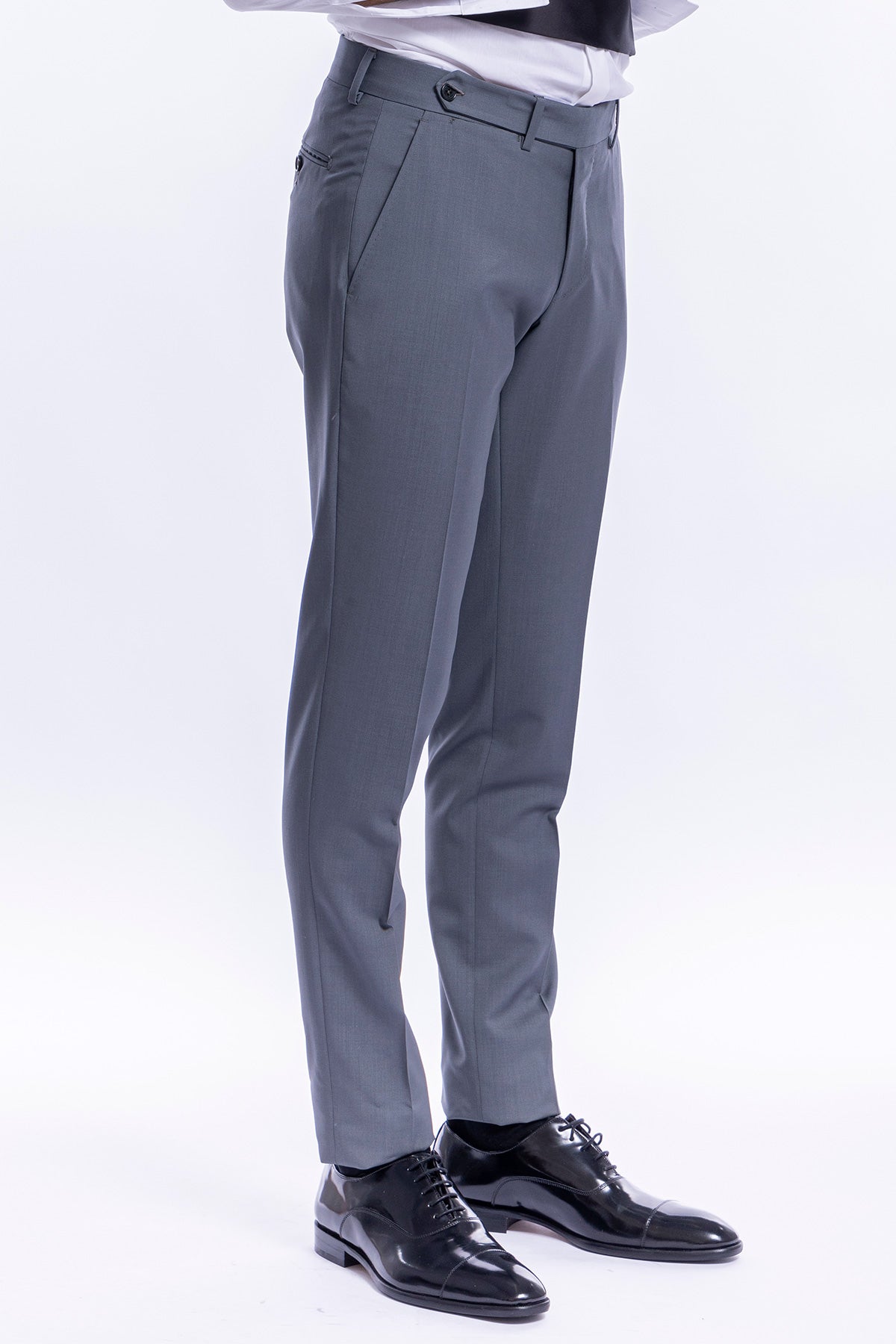 Pantalone uomo grigio chiaro tasca america in fresco lana super 130's Vitale Barberis Canonico