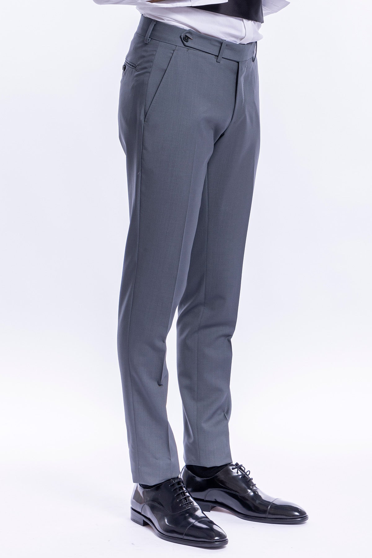 Pantalone uomo grigio chiaro tasca america in fresco lana super 130's Vitale Barberis Canonico