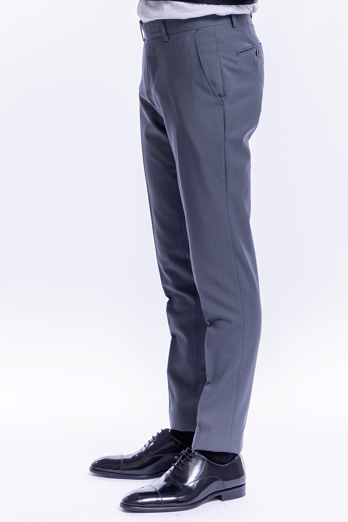 Abito smoking Doppiopetto grigio chiaro da uomo in fresco lana super 130's Vitale Barberis Canonico con rever a scialle largo in raso nero