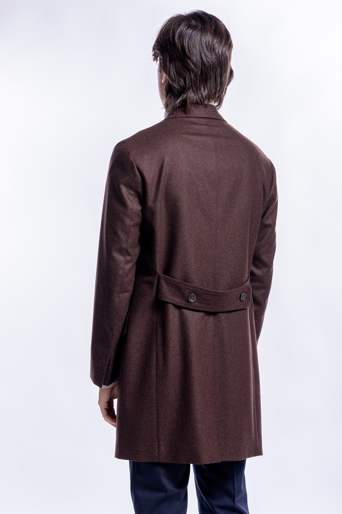 Cappotto uomo Doppiopetto marrone in pura lana al 100% Vitale Barberis Canonico rever largo 13cm