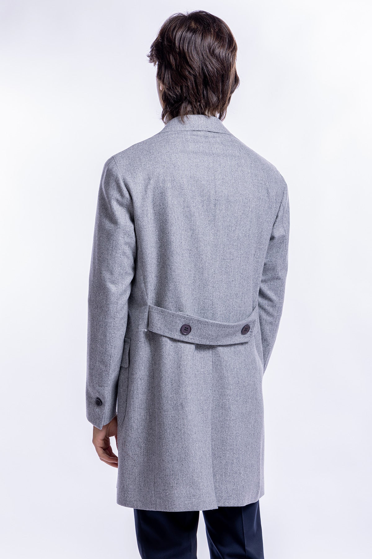 Cappotto uomo doppiopetto grigio chiaro in pura lana al 100% Vitale Barberis Canonico rever largo 13cm