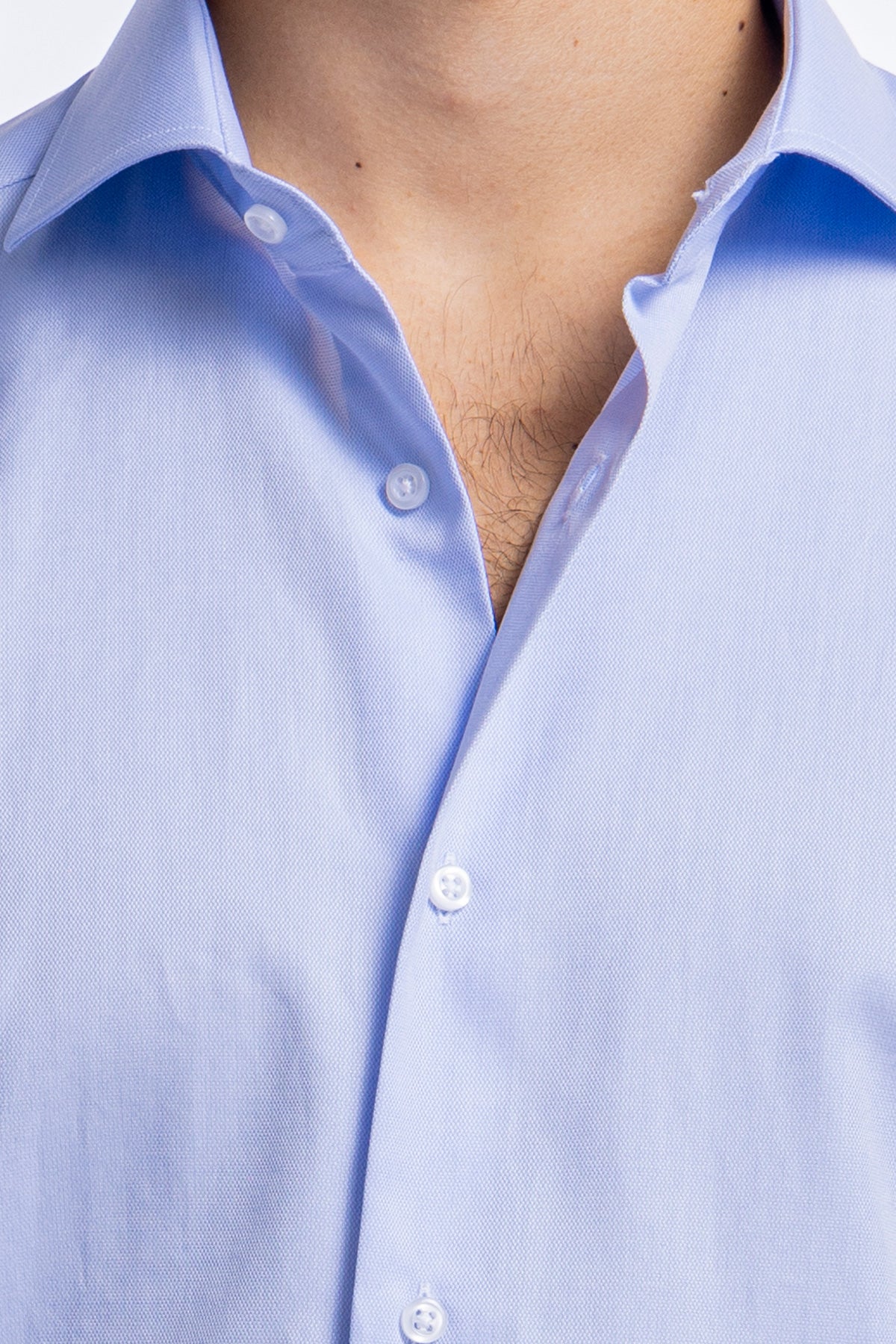 Camicia Uomo celeste nido d'ape slim Fit 100% cotone collo semi francese mileta Tessuti