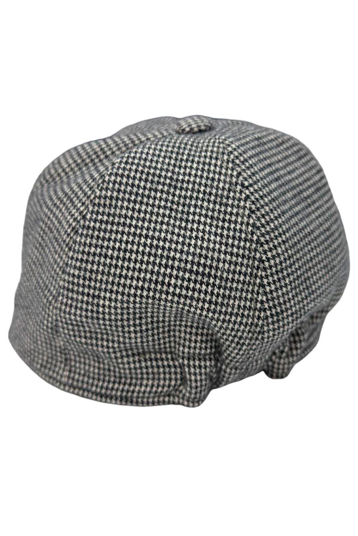Cappello da uomo nero fantasia pied de poule modello Baseball in pura lana flanella Carillo Drapers made in italy