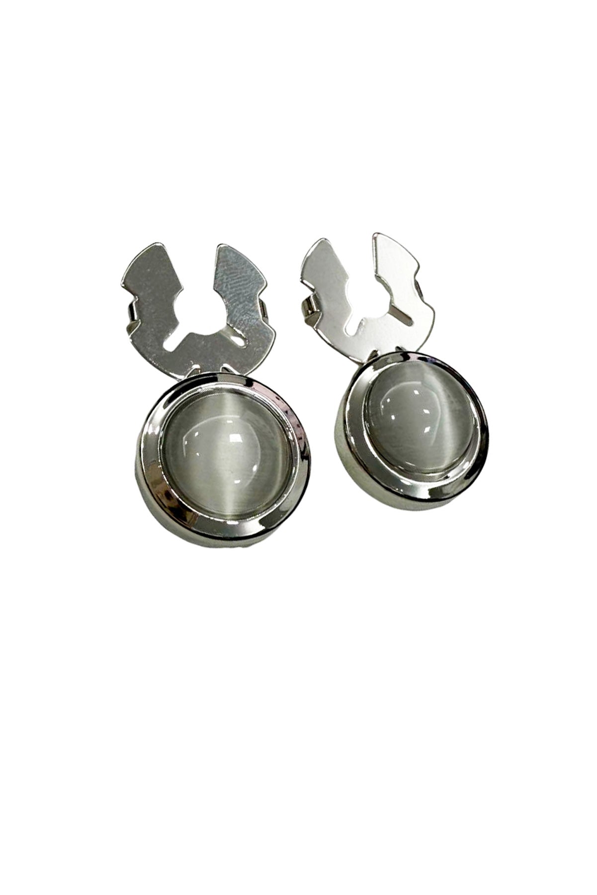 Gemelli copribottoni da camicia in madreperla tondi con base in acciaio silver