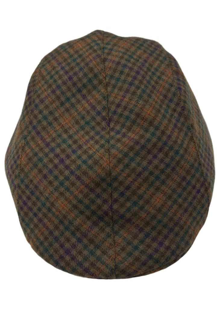Cappello da uomo color cammello fantasia quadri modello becco d'oca in pura lana flanella Carillo Drapers made in italy