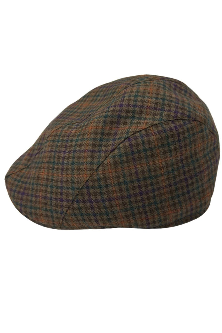 Cappello da uomo color cammello fantasia quadri modello becco d'oca in pura lana flanella Carillo Drapers made in italy